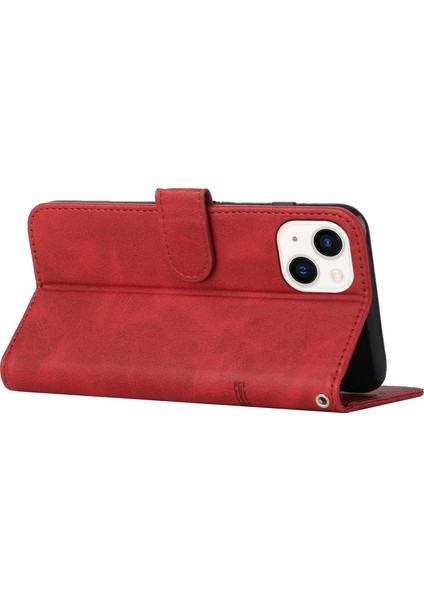 Iphone 14 Için Plus 6.7 Inç Dikiş Pu Deri Telefon Kapağı Cüzdan Katlanabilir Stand Folio Flip Case Strap-Red ile (Yurt Dışından) indirimleri
