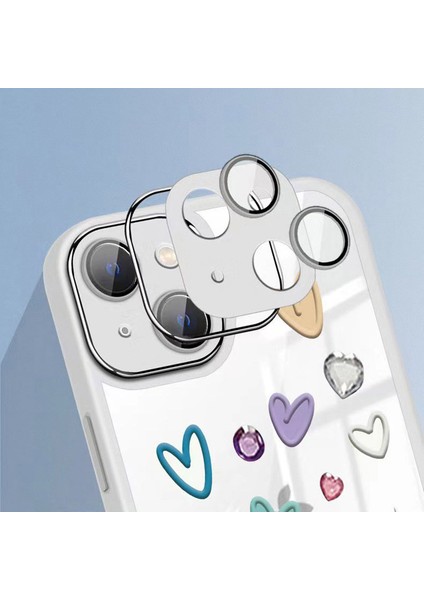 Iphone 14 Için Plus Love Heart Desen Cep Telefon Kılıfı Yumuşak Tpu Kamera Lensli Film-Tüccar Mavi ile Koruyucu Kapak (Yurt Dışından)
