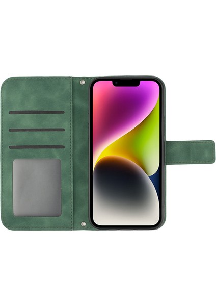 Iphone 14 Için HT04 Için HT04 Cilt Touch Pu Deri Stand Kılıfı Baskılı Ayçiçeği Tam Koruma Telefon Cüzdan Kapağı Omuz Kayış-Dark Yeşil (Yurt Dışından) indirimleri