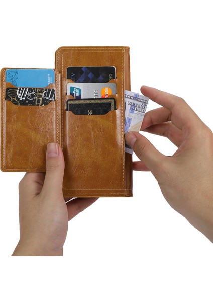 Iphone 14 Için Anti-Fall Telefon Kasası Artı Fermuarlı Cep Cüzdanı Standı Çizik Dirençli Pu Deri Telefon Flip Kapak Manyetik Toka-Orange ile (Yurt Dışından)