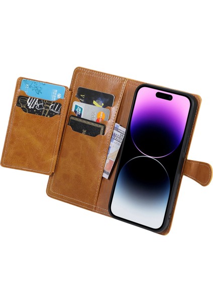 Iphone 14 Için Anti-Fall Telefon Kasası Artı Fermuarlı Cep Cüzdanı Standı Çizik Dirençli Pu Deri Telefon Flip Kapak Manyetik Toka-Orange ile (Yurt Dışından)