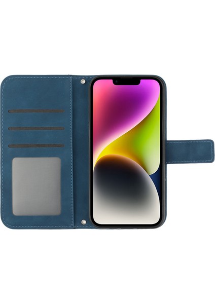 Iphone 14 Için HT04 Cilt Touch Pu Deri Stand Kılıfı Baskılı Ayçiçeği Tam Koruma Telefon Cüzdan Kapağı Omuz Kayış-Dark Mavi (Yurt Dışından) indirimleri