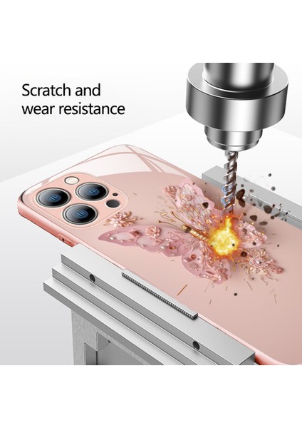 Temperli Cam+Tpu Iphone 14 Pro Max Anti-Drop Kelebek Desen Telefon Case-Dark Mor (Yurt Dışından)