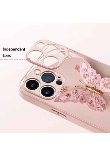 Temperli Cam+Tpu Iphone 14 Pro Max Anti-Drop Kelebek Desen Telefon Case-Dark Mor (Yurt Dışından)