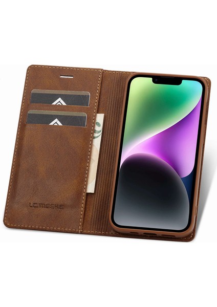 Iphone 14 Için Rfıd Için Rfıd Bloking Pu Deri Telefon Kılıfı Stand Manyetik Oto Ahmsorbed Folio Flip Cover-Brown (Yurt Dışından) modelleri