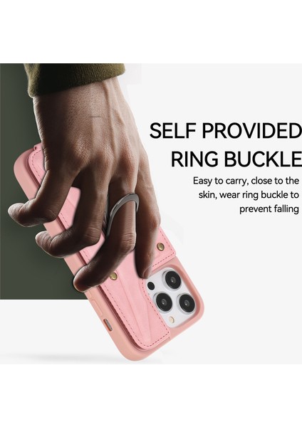 Iphone 14 Pro Maks Kart Torbası Tasarımı Şok Geçirmez Cilt Touch Pu Deri Kaplamalı Tpu Geri Kılıf Manyetik Yüzük Kickstand-Pink (Yurt Dışından) fırsatları
