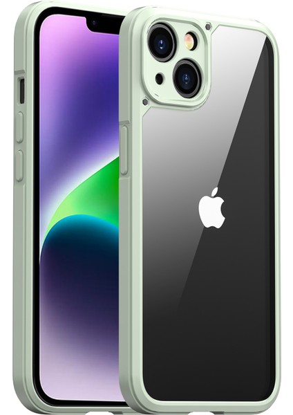 Iphone 14 Için Sert Telefon Kasası Şok Geçirmez Pc+Tpu Cep Telefonu Kapağı Kabuk Işığı Yeşil (Yurt Dışından)