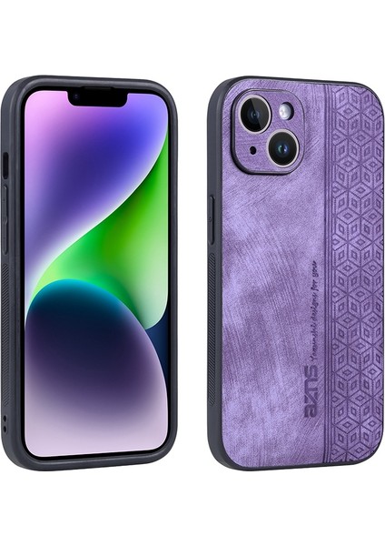 Iphone 14 Artı Çizik Dirençli Pu Deri Kaplı Tpu Cep Telefonu Vaka-Mor (Yurt Dışından)