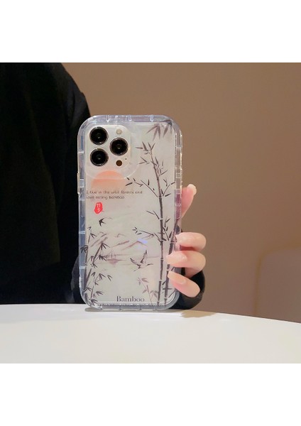 Iphone 14 Pro Max Bambu Orman Boyama Tpu Kapak Şeffaf Telefon Kılıfı (Yurt Dışından) modelleri