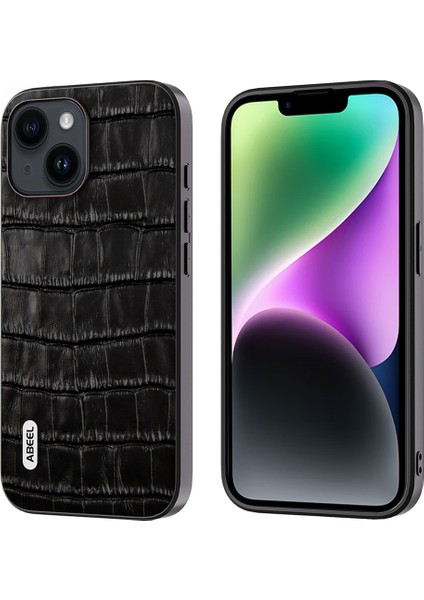 Iphone 14 Plus Anti-Drop Timsah Doku Telefon Kılıfı Cowhide Deri+Tpu+Pc Hybrıd Cack-Black (Yurt Dışından)