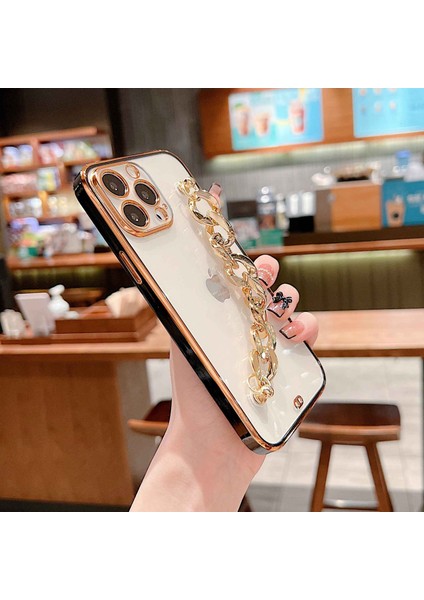 Iphone 14 Pro Max Çift Renkli Elektraplatma Yumuşak Tpu Koruyucu Kapak Black Için El Zinciri Tasarım Geri Kılıf (Yurt Dışından) indirimleri