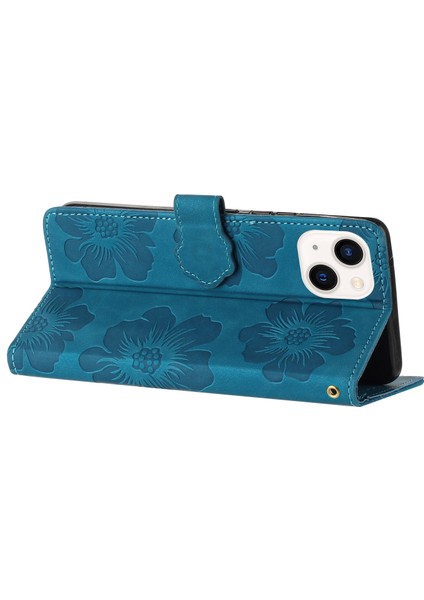 Iphone 14 Için Pu Pu Deri Telefon Kabuğu Cüzdan Kapağı Baskılı Çiçek Deseni Dönüş Stand Kılıfı Blue (Yurt Dışından) indirimleri