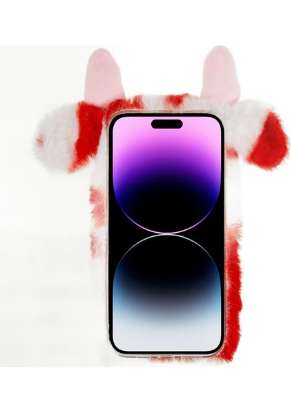 Iphone 14 Pro Maks Maks Teslim Milk Inek Kulak Kış Kırılıcı Yumuşak Tpu Kasa Damla Kısa Kış Telefon Koruyucu Kabuk-Kırmızısı (Yurt Dışından)