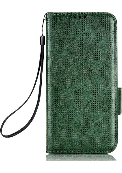 Iphone 14 Için Plus Dayanıklı Üçgen Desen Baskılı Kasa Stand Tasarım Kitap Tarzı Pu Deri Telefon Kapağı Kayış Yeşili (Yurt Dışından)