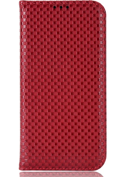 Iphone 14 Pro Max Stand Tasarım Magnetic Otomatik Absorbed Telefon Cüzdan Kapak Kırmızısı (Yurt Dışından)