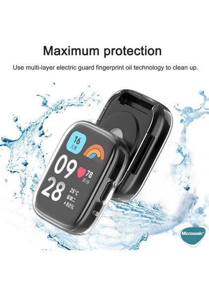 Xiaomi Redmi Watch 3 Active Kılıf 360 Full Round Soft Silicone Gümüş