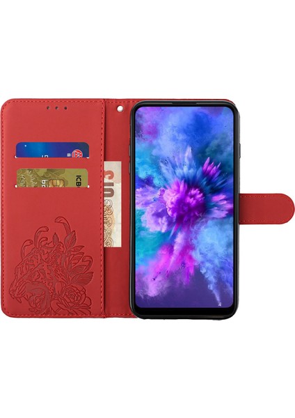 Iphone 14 Için Plus Baskı Tiger Head Pu Deri Kılıf Kılıfı Strap Strap Cüzdan Stili Özellik Flip Kapak Kırmızısı (Yurt Dışından) fiyatları