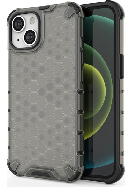 Petek Iphone 14 Için Dokulu Şok Geçirmez Telefon Kılıfı Plus 6.7 Inç Yumuşak Tpu+Sert Pc Arka Kapak Black (Yurt Dışından)