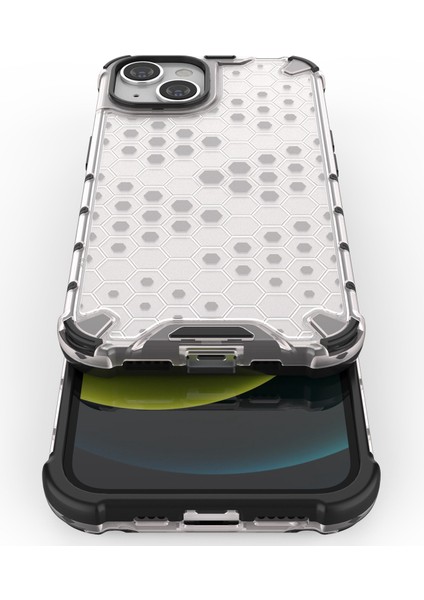Petek Iphone 14 Için Dokulu Şok Geçirmez Telefon Kılıfı Plus 6.7 Inç Yumuşak Tpu+Sert Pc Arka Kapak Black (Yurt Dışından)