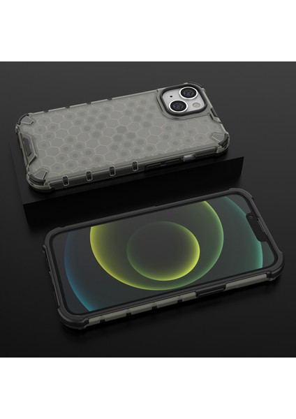 Petek Iphone 14 Için Dokulu Şok Geçirmez Telefon Kılıfı Plus 6.7 Inç Yumuşak Tpu+Sert Pc Arka Kapak Black (Yurt Dışından)