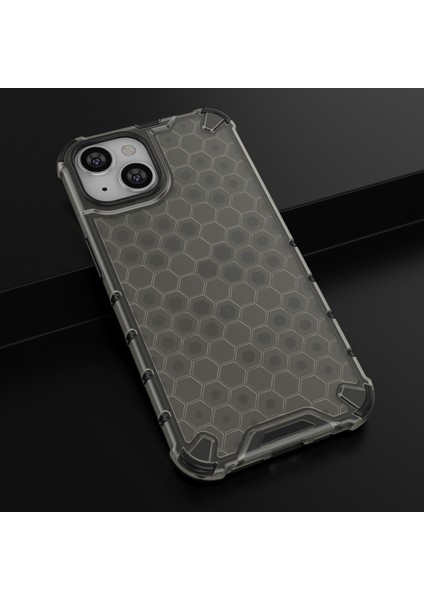 Petek Iphone 14 Için Dokulu Şok Geçirmez Telefon Kılıfı Plus 6.7 Inç Yumuşak Tpu+Sert Pc Arka Kapak Black (Yurt Dışından)