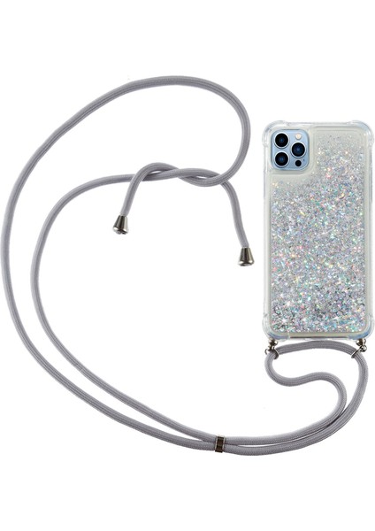 Iphone 14 Pro Max Için 6.7 Inç Hızlı ve Parıltılı Kasa Yumuşak Tpu Köşeler Yastık Telefon Kapağı Ayarlanabilir Kirkar-Silver ile (Yurt Dışından)