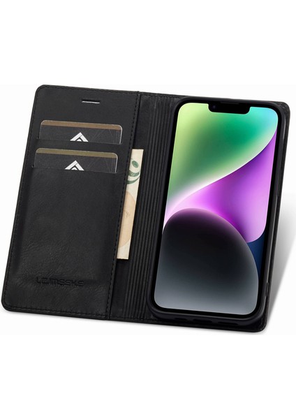 Iphone 14 Için Rfıd Için Rfıd Engelleme Pu Deri Telefon Kılıfı Cüzdan Stand Manyetik Oto Absorbed Folio Flip Cover-Black (Yurt Dışından) modelleri