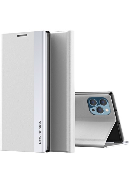 Iphone 14 Için 6.7 Inç Folio Flip Deri Standı Kasa Çarpma Geçirmez Elektro-Örtme Telefon Kapak-Beyaz (Yurt Dışından)