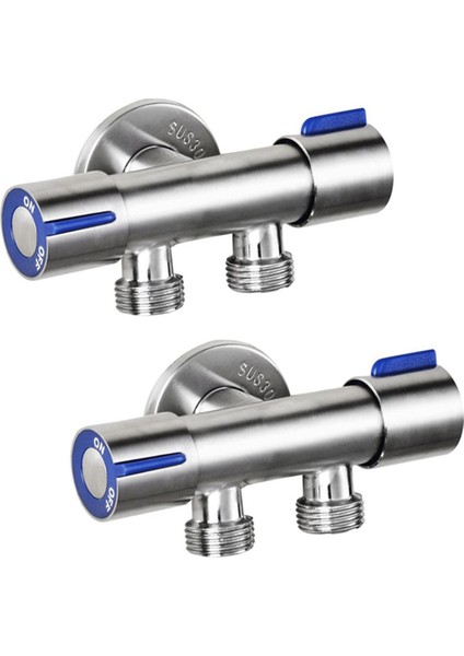 2x G1/2 x 1/2 304 Paslanmaz Çelik Bir Iki Üç Yollu Açılı Vana, Çift Saplı Çift Kontrol Tek Soğuk Musluk (Yurt Dışından)