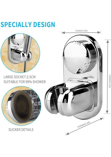Zoroom 2x 5 Mod Açısı Ayarlanabilir Duş Başlığı Tutucu, Süper Vakum Vantuz El Duş Braketi (Yurt Dışından) indirimleri
