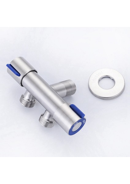 2x G1/2 x 1/2 304 Paslanmaz Çelik Bir Iki Üç Yollu Açılı Vana, Çift Saplı Çift Kontrol Tek Soğuk Musluk (Yurt Dışından)
