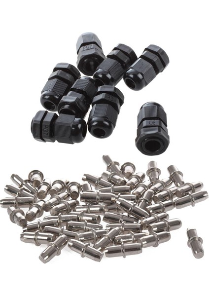 Adet Pg7 Siyah Plastik Kablo Rakoru Konektörü 3-6.5mm ve 50 Adet Dolap Dolap Ahşap Doğrama Raf Pimleri 16MM x 5mm (Yurt Dışından)