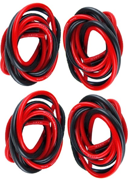 Paket 4 Adet 14 Ayar 1 Metre Silikon Kablo Fine Beach 14 Awg, Siyah ve Kırmızı (Yurt Dışından)