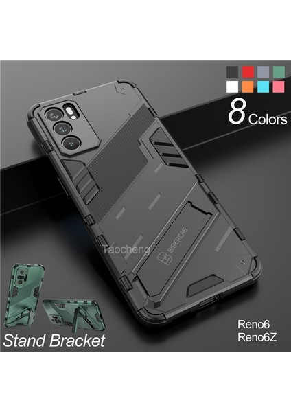 Oppo Reno 6z 6 5g Pro Reno6 Z RENO6Z Telefon Kılıfı Sert Moda Zırh Darbeye Dayanıklı Muhafaza Yumuşak Stand Tutucu Braketi Kamera Korumalı Arka Kapak (Yurt Dışından)