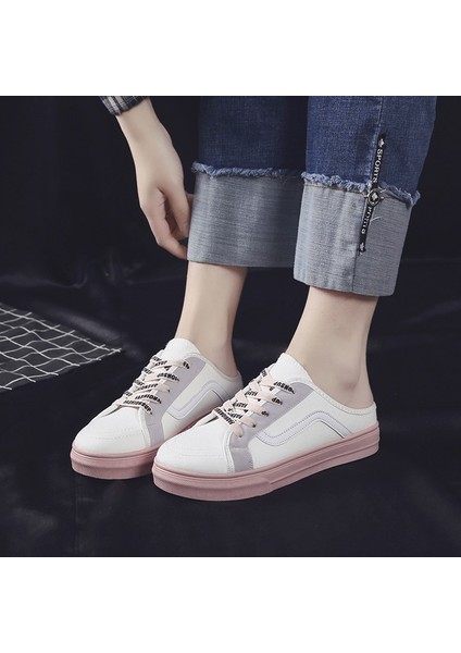Kadın Düz Spor Ayakkabı Kore Nefes Yarım Kanvas Ayakkabılar Rahat Tembel Slip-Ons Bayanlar Siyah Beyaz Kasut Sukan (Yurt Dışından) modelleri
