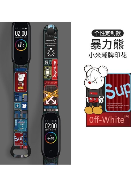 Moda Kaws Baskı Kayışı Xiaomi Mi Band 6 5 4 3 Bileklik Silikon Bant Yedek Kayış Xiaomi Miband 5 Band Aksesuarları (Yurt Dışından) fiyatları