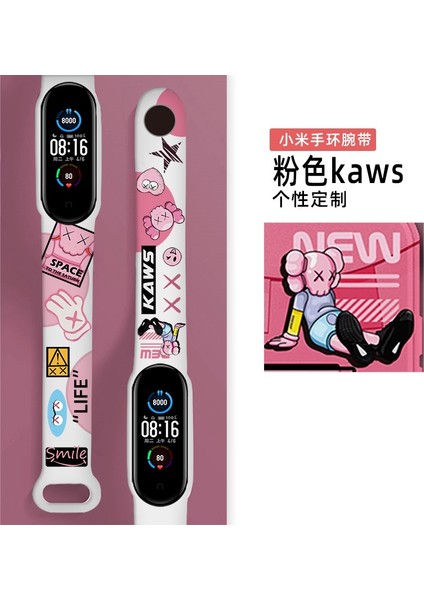 Moda Kaws Baskı Kayışı Xiaomi Mi Band 6 5 4 3 Bileklik Silikon Bant Yedek Kayış Xiaomi Miband 5 Band Aksesuarları (Yurt Dışından) indirimleri