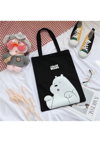 Hazır Stok We Bare Bears Omuz Çantası Kanvas Karikatür Çanta (Yurt Dışından)