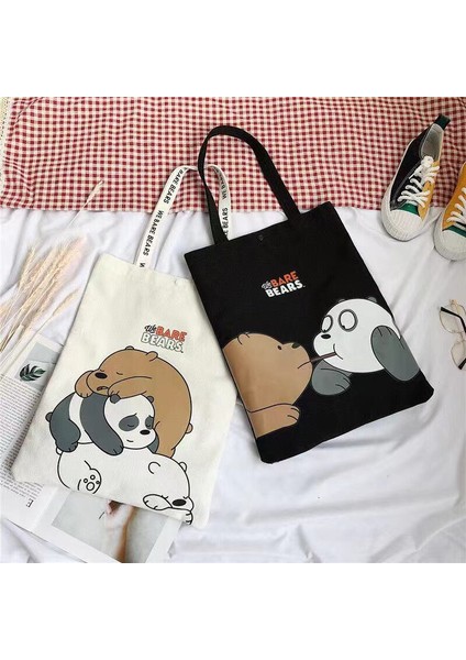 Hazır Stok We Bare Bears Omuz Çantası Kanvas Karikatür Çanta (Yurt Dışından)