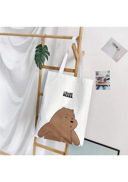 Hazır Stok We Bare Bears Omuz Çantası Kanvas Karikatür Çanta (Yurt Dışından)