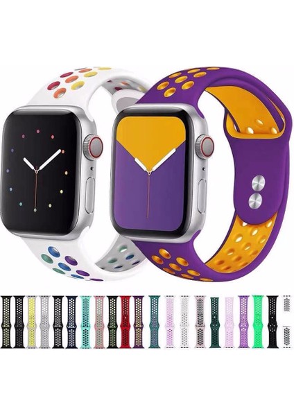 Orijinal Nefes Alabilen Saat Kayışı Iwatch Serisi 7 6 Se 5 4 3 2 1 Apple Watch Için Silikon Watch Band 38MM 40MM 41MM 42MM 44MM 45MM Spor Akıllı Saat Bilezik Bileklik (Yurt Dışından)
