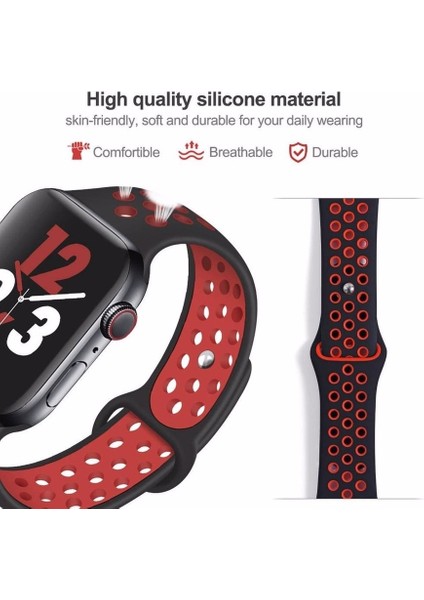 Orijinal Nefes Alabilen Saat Kayışı Iwatch Serisi 7 6 Se 5 4 3 2 1 Apple Watch Için Silikon Watch Band 38MM 40MM 41MM 42MM 44MM 45MM Spor Akıllı Saat Bilezik Bileklik (Yurt Dışından)
