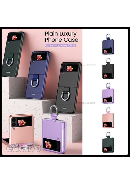 Samsung Galaxy Z Flip 3 5g Kılıf Ultra Ince Mat Sert Pc Darbeye Dayanıklı Coque Zflip3 Kılıf Parmak Yüzük Tutucu Koyu (Yurt Dışından) modelleri