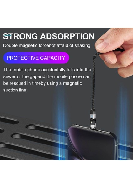 Tipi Mikro USB Telefon Için Manyetik Şarj USB Kablosu 360° ve 180° Başlık (Yurt Dışından)