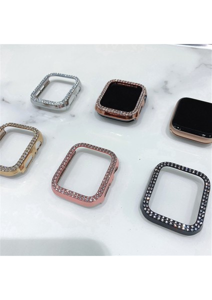 Çift Sıralı Elmas Izle Kılıfı Apple Watch Kılıfı 38MM 42MM 40MM 44MM Bant Pc Iwatch Serisi Se 6 5 4 3 2 1 (Yurt Dışından) modelleri