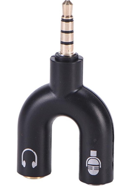 3,5 mm Siyah Stereo Ayırıcı Ses - Telefon Için Mikrofon ve Kulaklık Jakı Fiş Adaptörü (Yurt Dışından)
