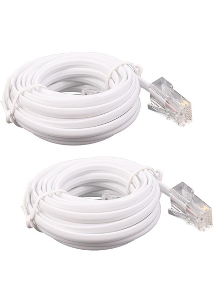 2x RJ11 6P4C - RJ45 8P4C Modüler Telefon Internet Uzatma Kablosu 3 Metre (Yurt Dışından)
