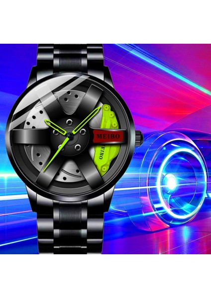 【hazır Stok 】moda Erkek Saatler Serin Jant Hub Araba Tekerleği Yaratıcı Su Geçirmez Izle Siyah Örgü Kemer Erkekler Spor Kuvars Saatı (Yurt Dışından)
