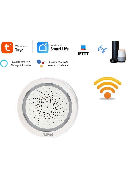 Ersono Sıcaklık Nem Alarm Sensörü Wifi Siren Tuya Akıllı Yaşam Uygulaması Echo Alexa Google Ev Ifttt ile Çalışmak (Yurt Dışından)