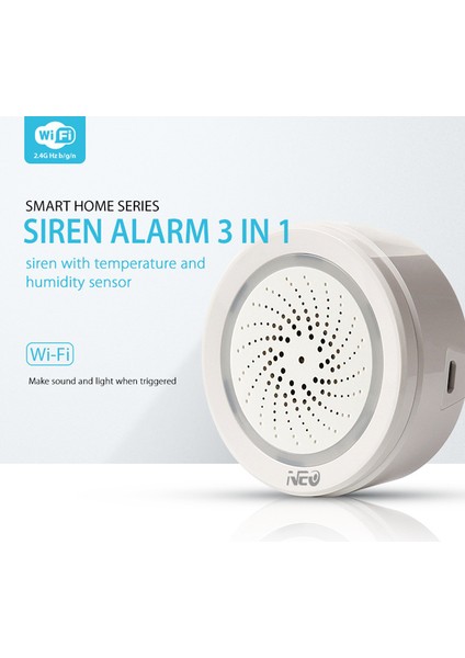 Ersono Sıcaklık Nem Alarm Sensörü Wifi Siren Tuya Akıllı Yaşam Uygulaması Echo Alexa Google Ev Ifttt ile Çalışmak (Yurt Dışından)